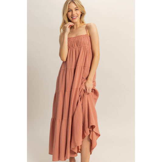 Empire Waist Sleeveless Tiered Maxi Dress