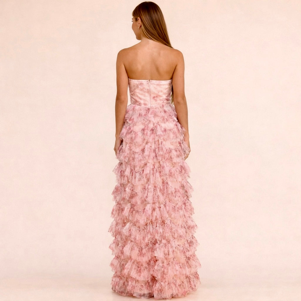 Strapless Ruffle Maxi Dress