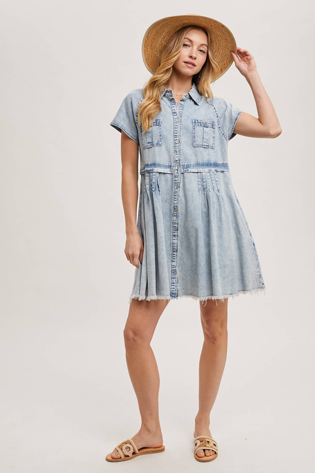 Denim Button Front Shirt Dress