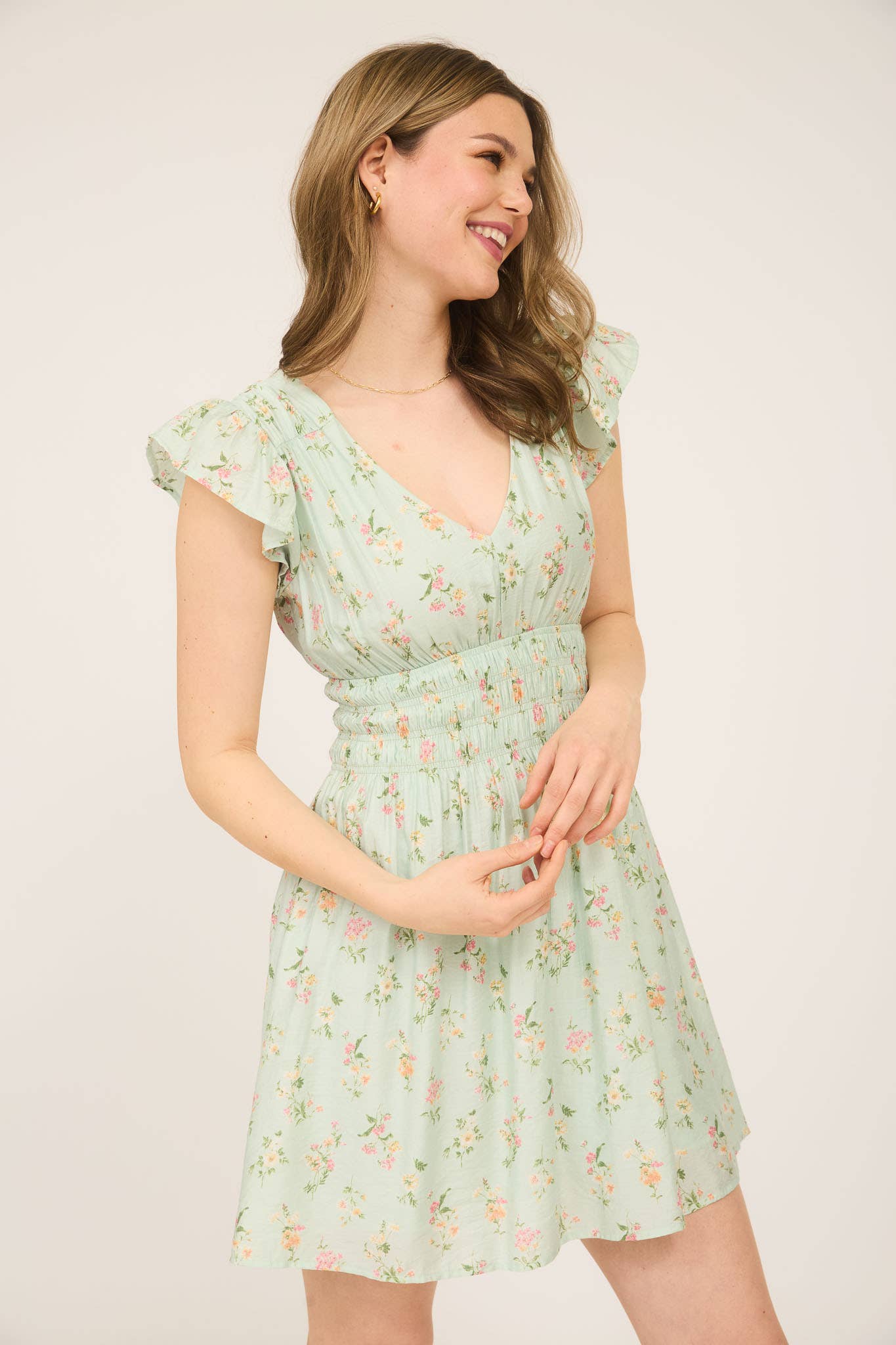 Mint Floral Mini Dress