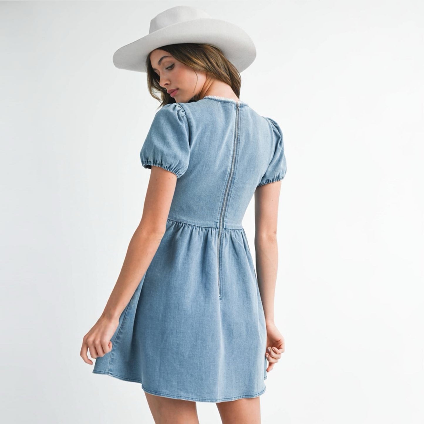 Denim Darling Bow Detail Mini Dress