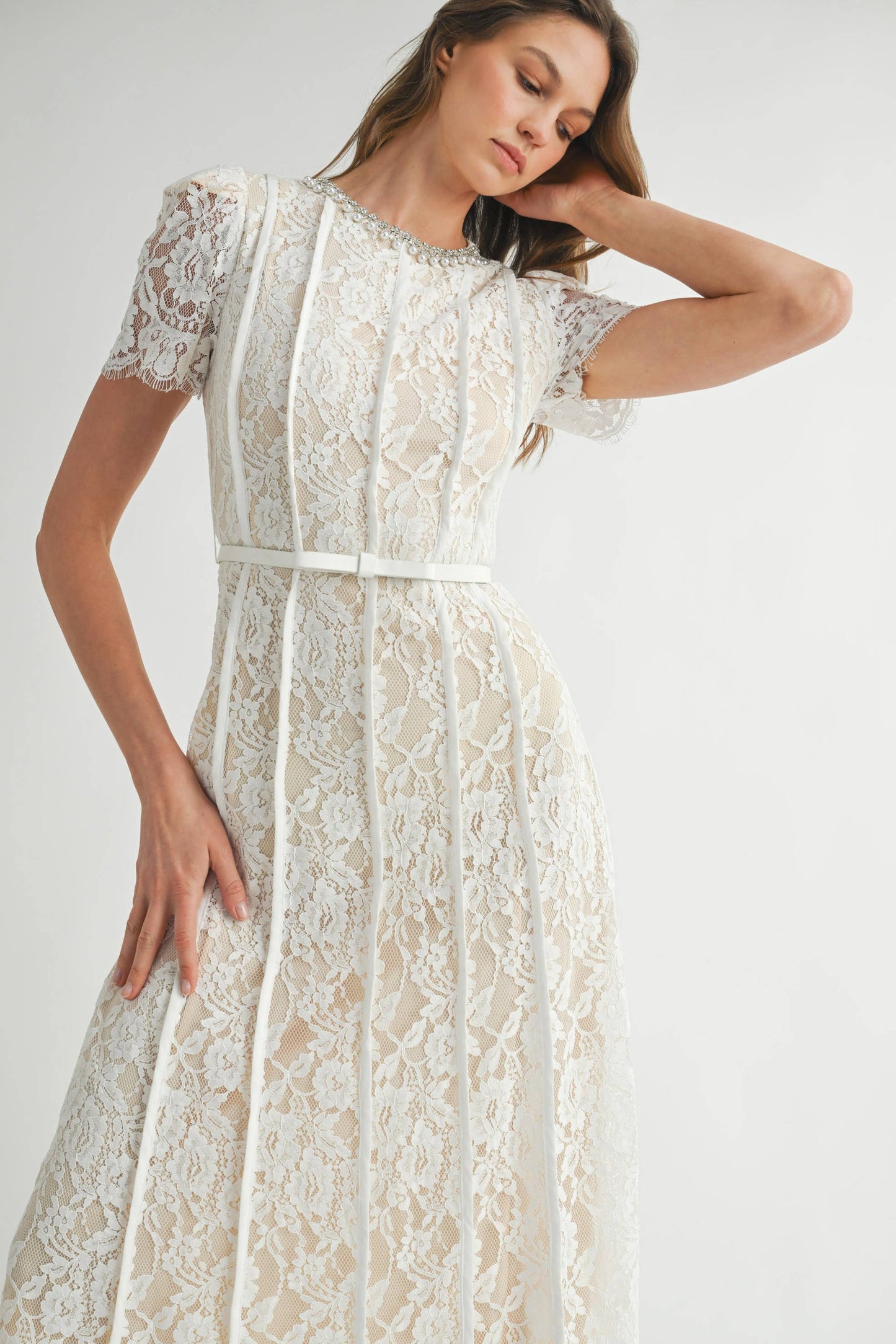 Lace Embellished Midi Dress
