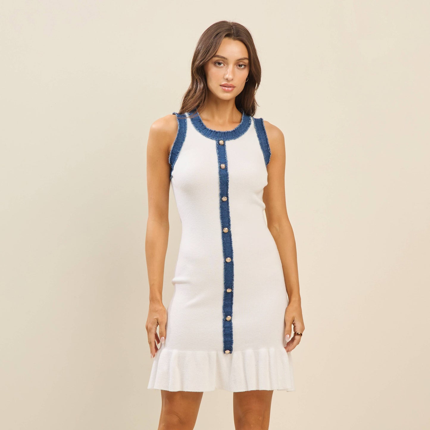 Denim Trim Dress