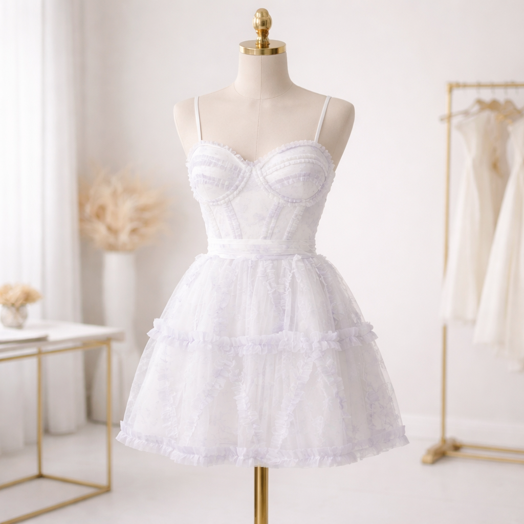 Lavender Fit and Flare Mini Dress