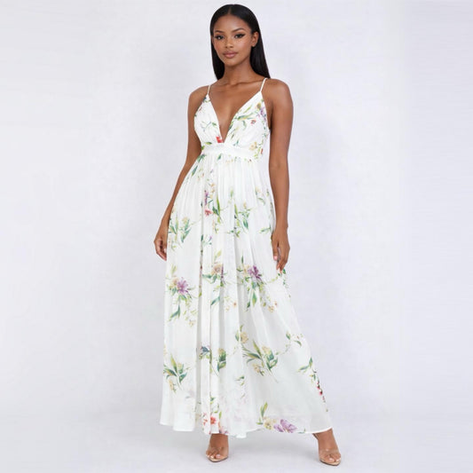White floral Maxi Dress
