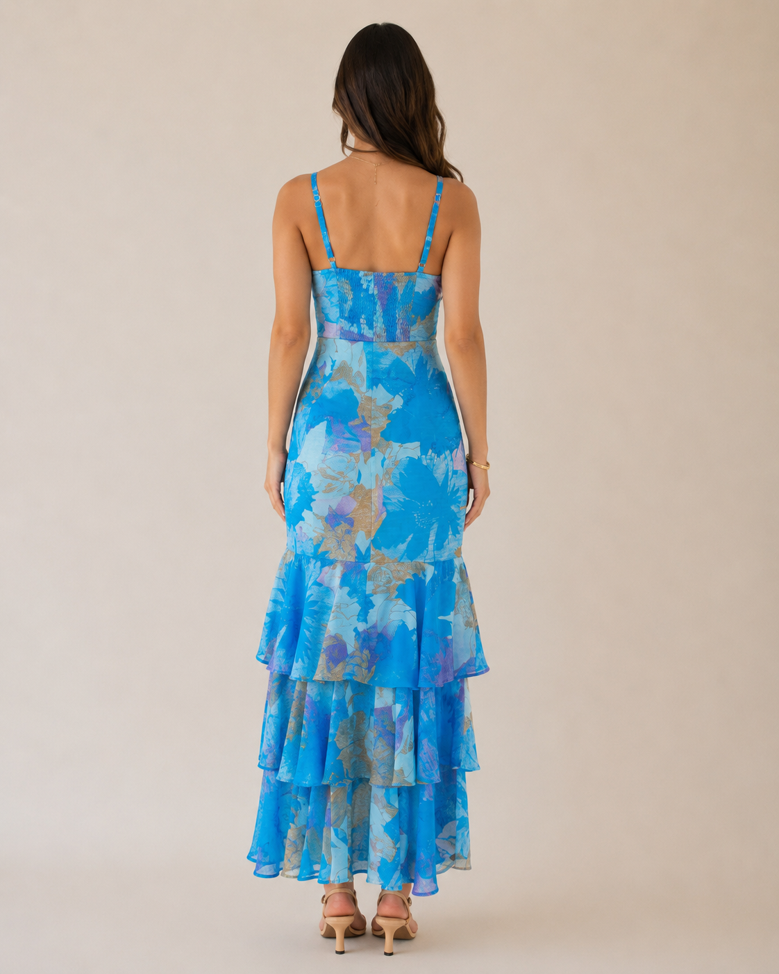 Asymmetric Ruffle Hem Midi Dress