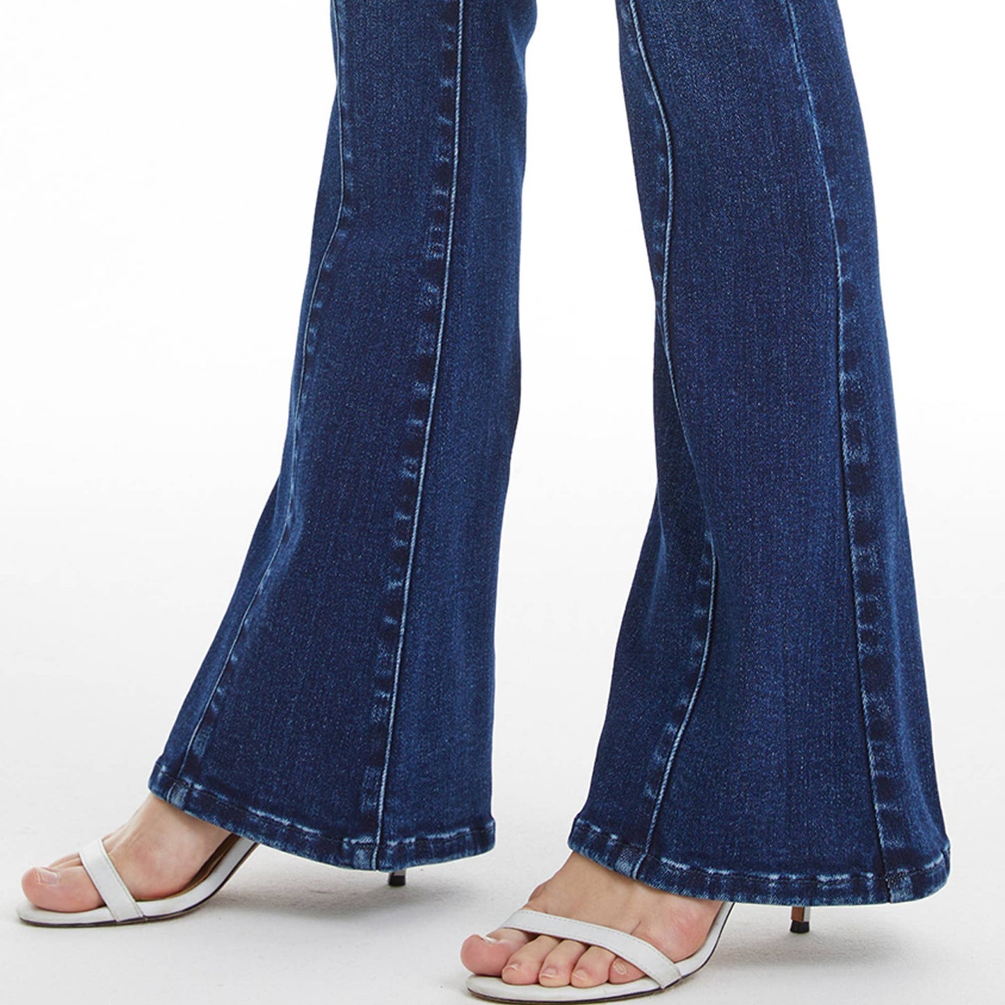 Mid Rise Button Fly Flare Jeans