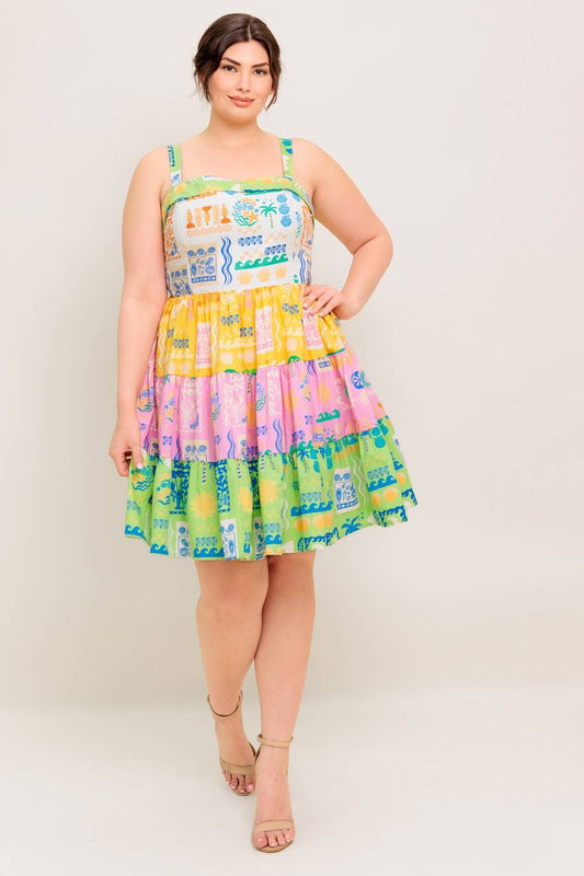 Sleeveless Summer Print Mini Dress
