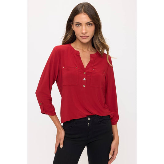 1/2 Button Front Blouse