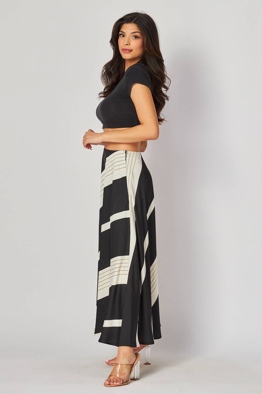 Geometric Stripes A-Line Maxi Skirt