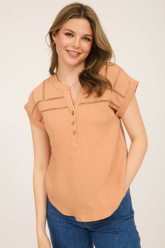 Crochet Lace Trim Blouse