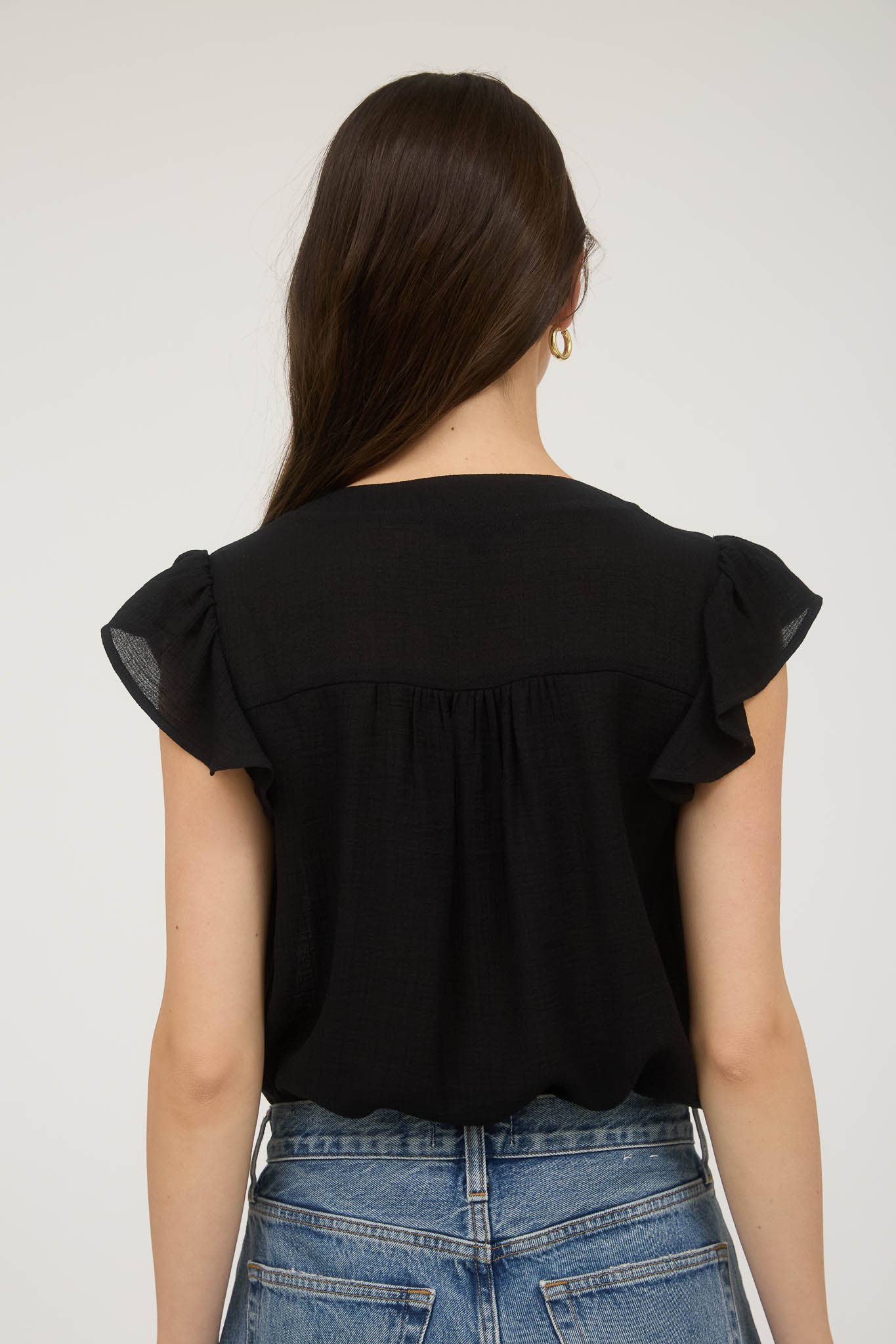 Floral Embroidery Button Down Top