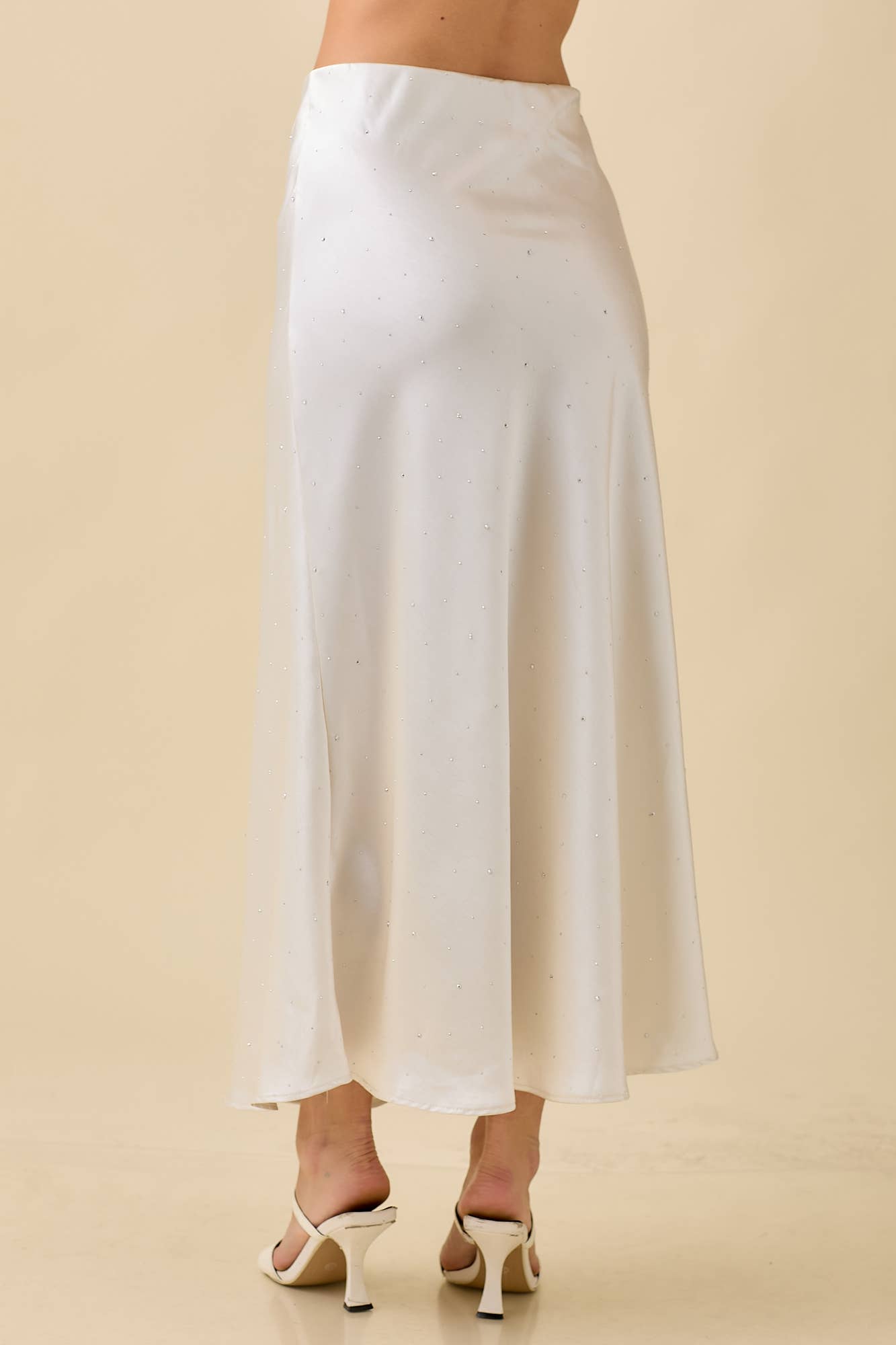 Satin Maxi Skirt With Rhinestone