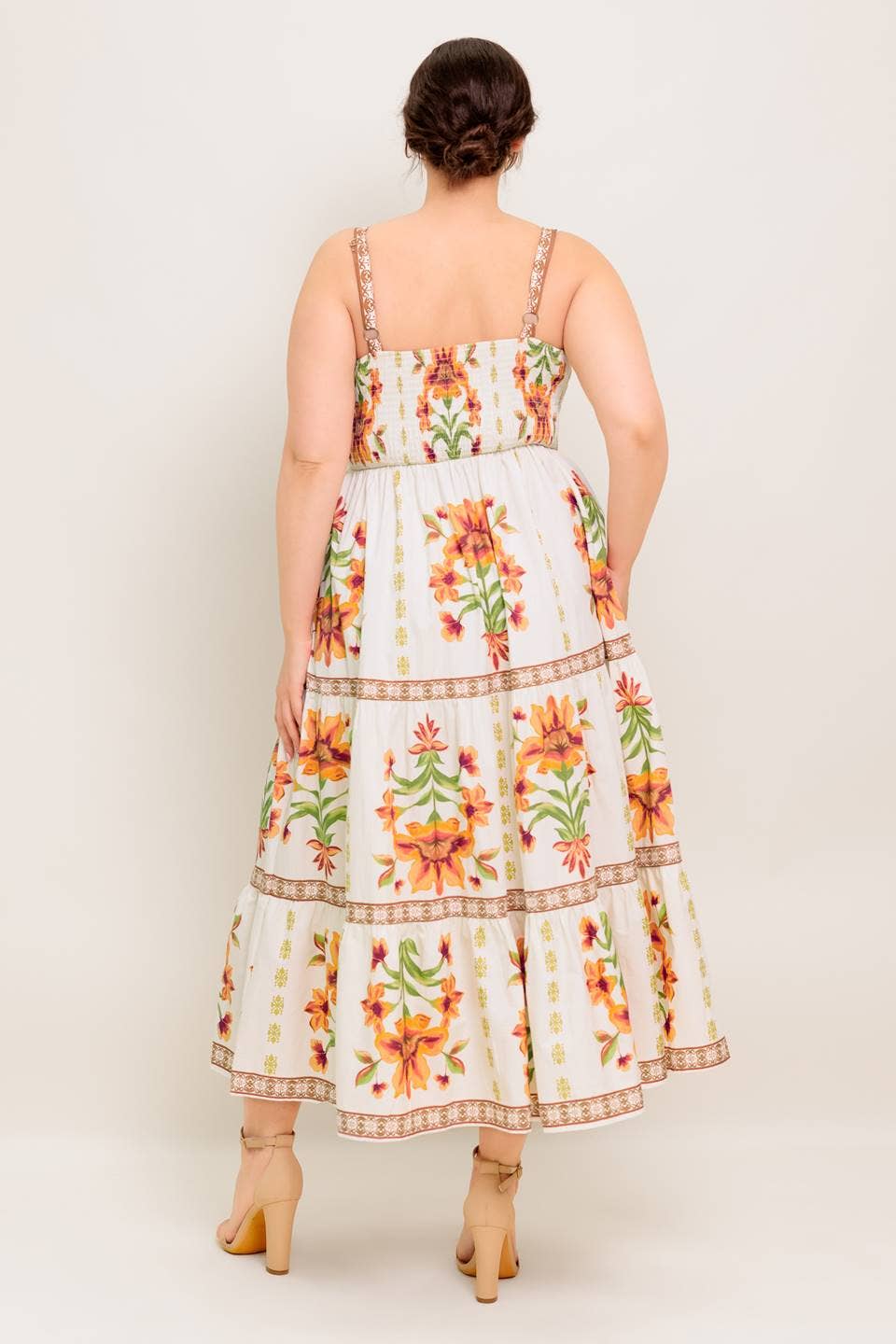 Floral Print Tiered Midi Dress
