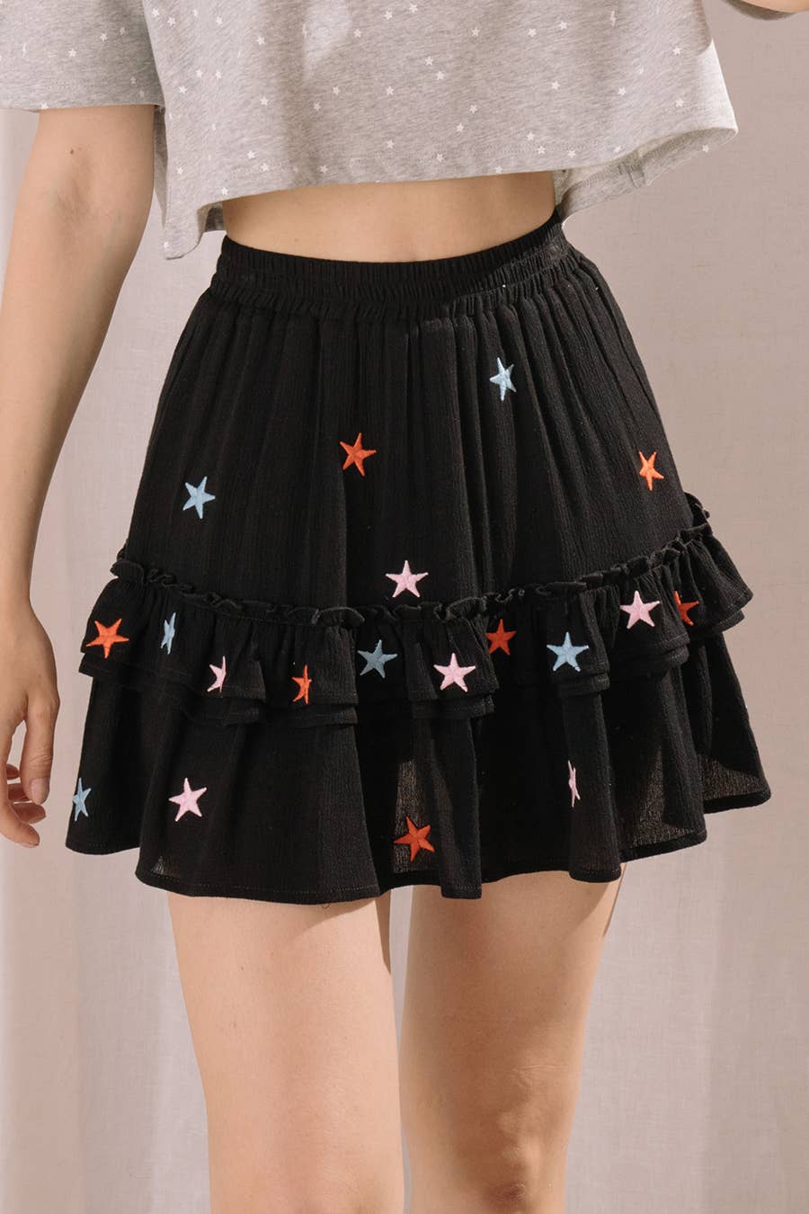 Embroidered Star Mini Skirt