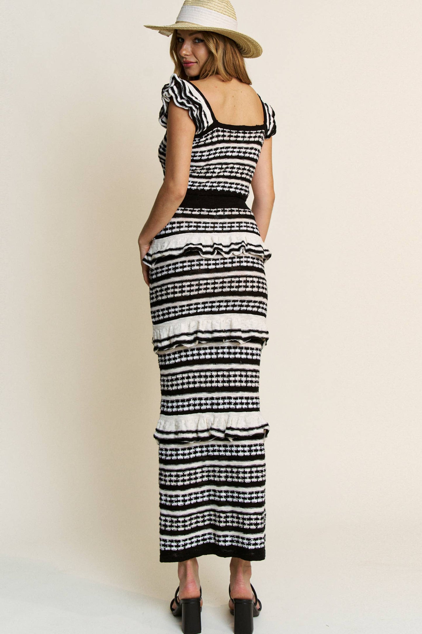 Ruffled Top and Maxi Skirt Set