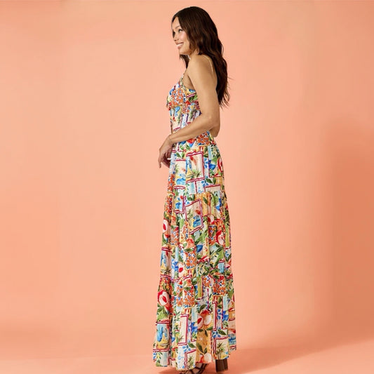 Color Splash Smocked Maxi Dress