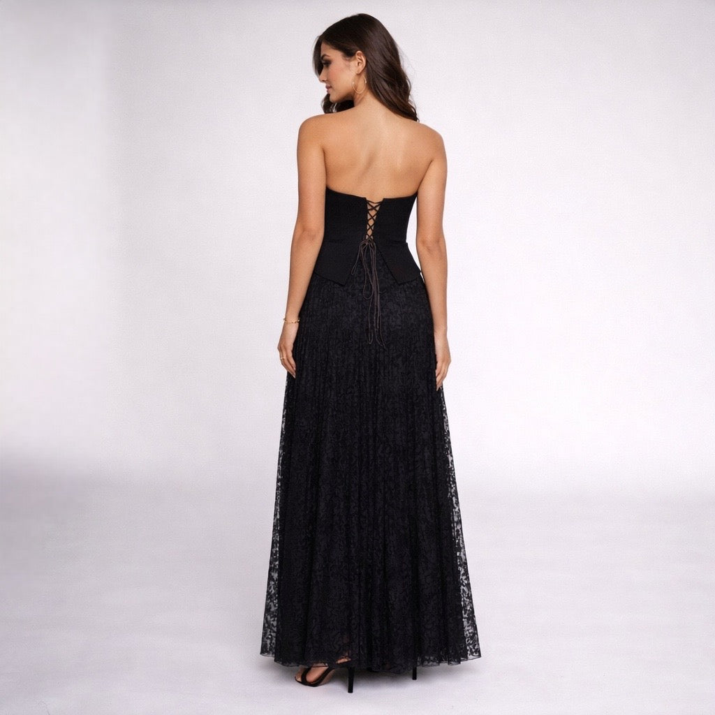 Midnight Romance Corset Lace Maxi Dress