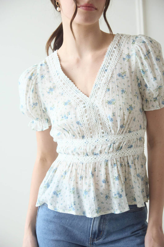 V Neck Lace Trim Sleeveless Top