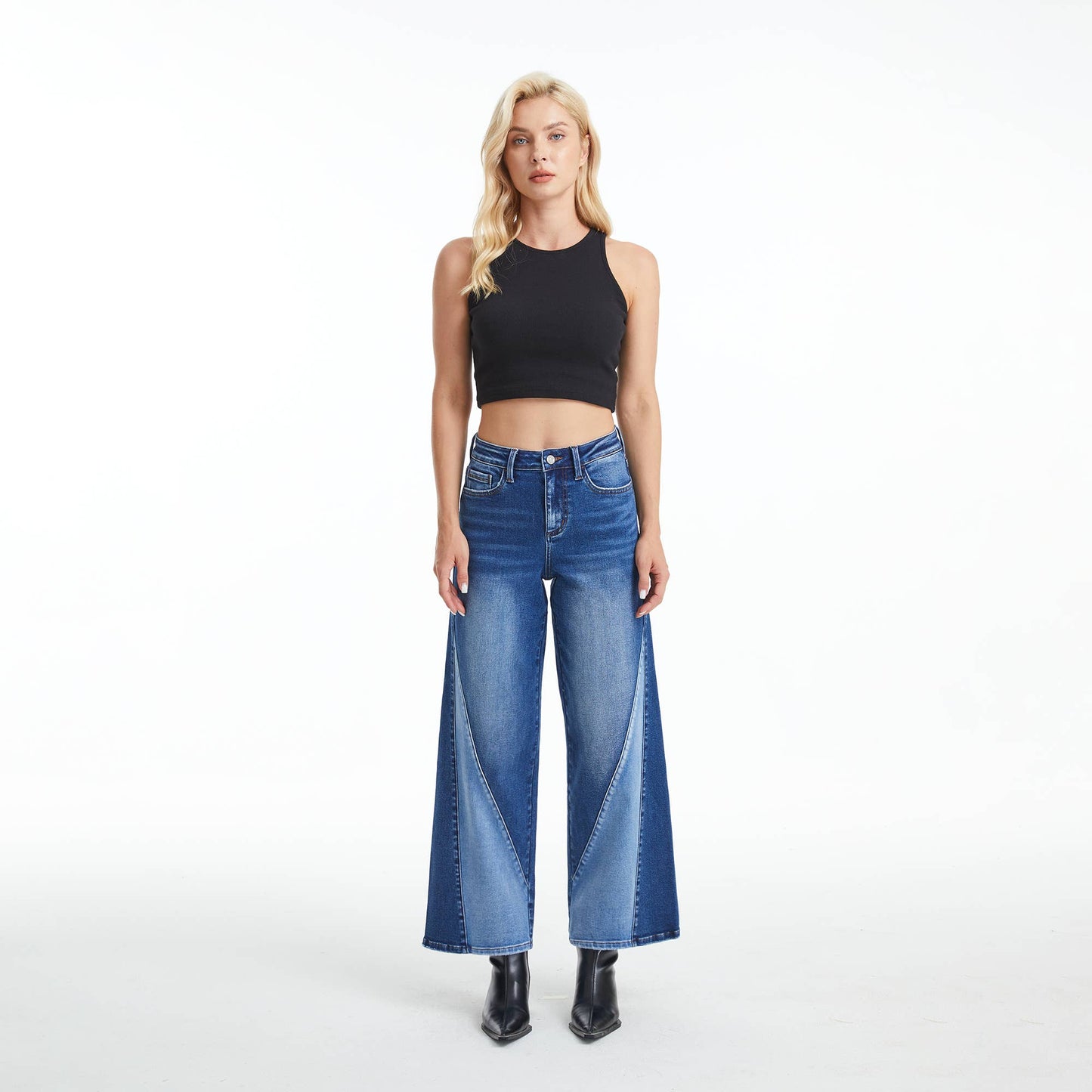 High Rise Two Tone Jeans