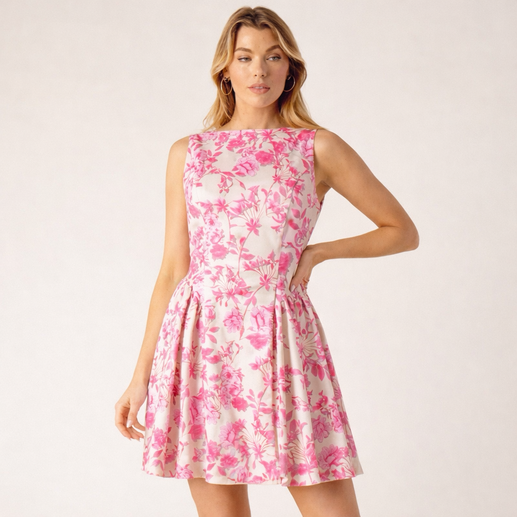 Blush Garden Bow-Back Mini Dress
