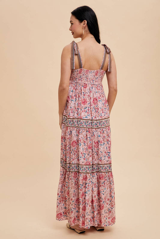 Fuchsia Floral Print Maxi Dress