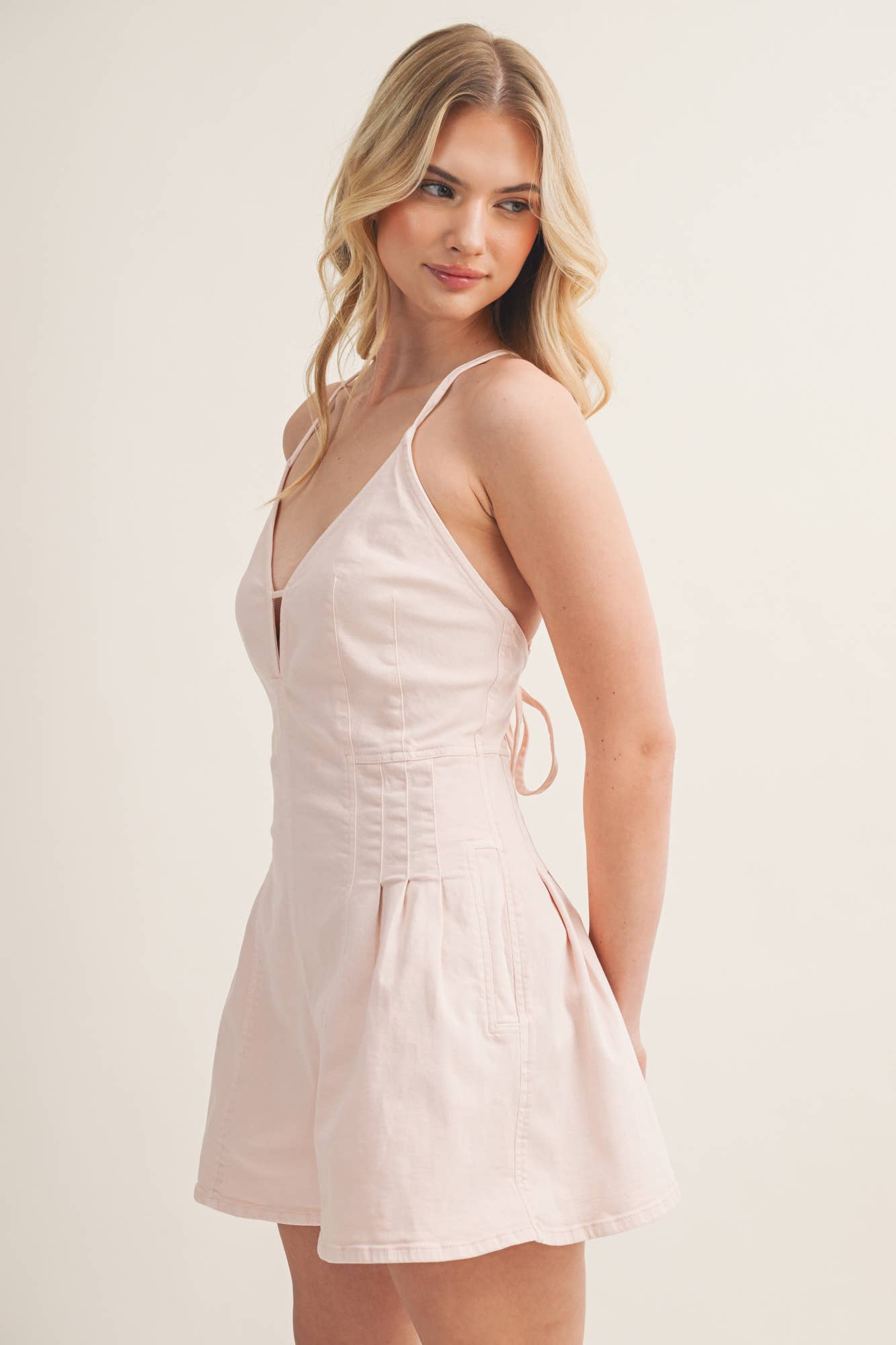 V-Neck Pleated Romper