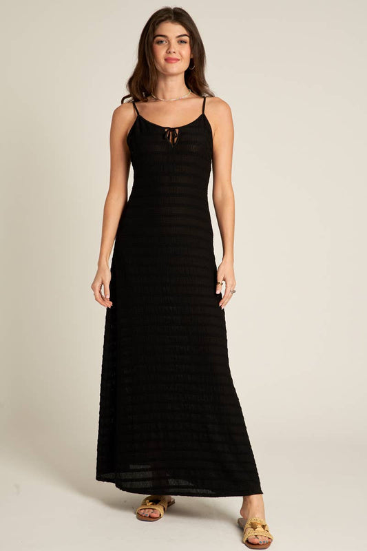 Black Spaghetti Strap Knit Maxi Dress