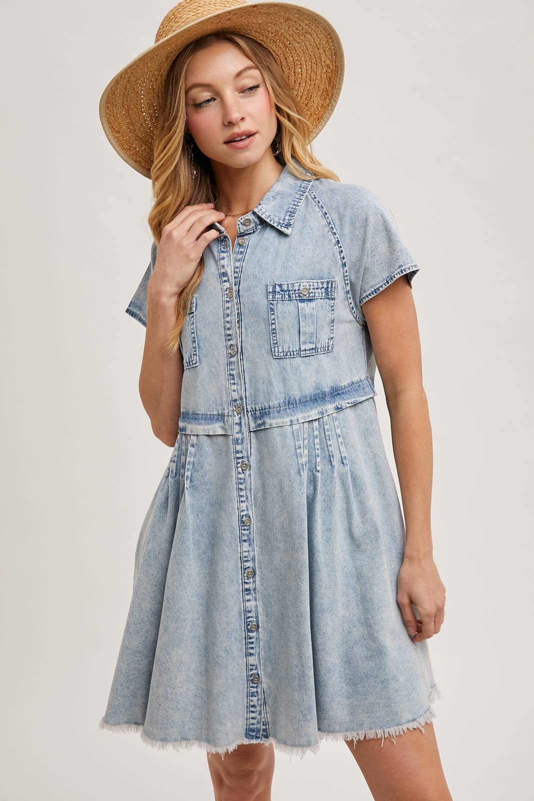 Denim Button Front Shirt Dress