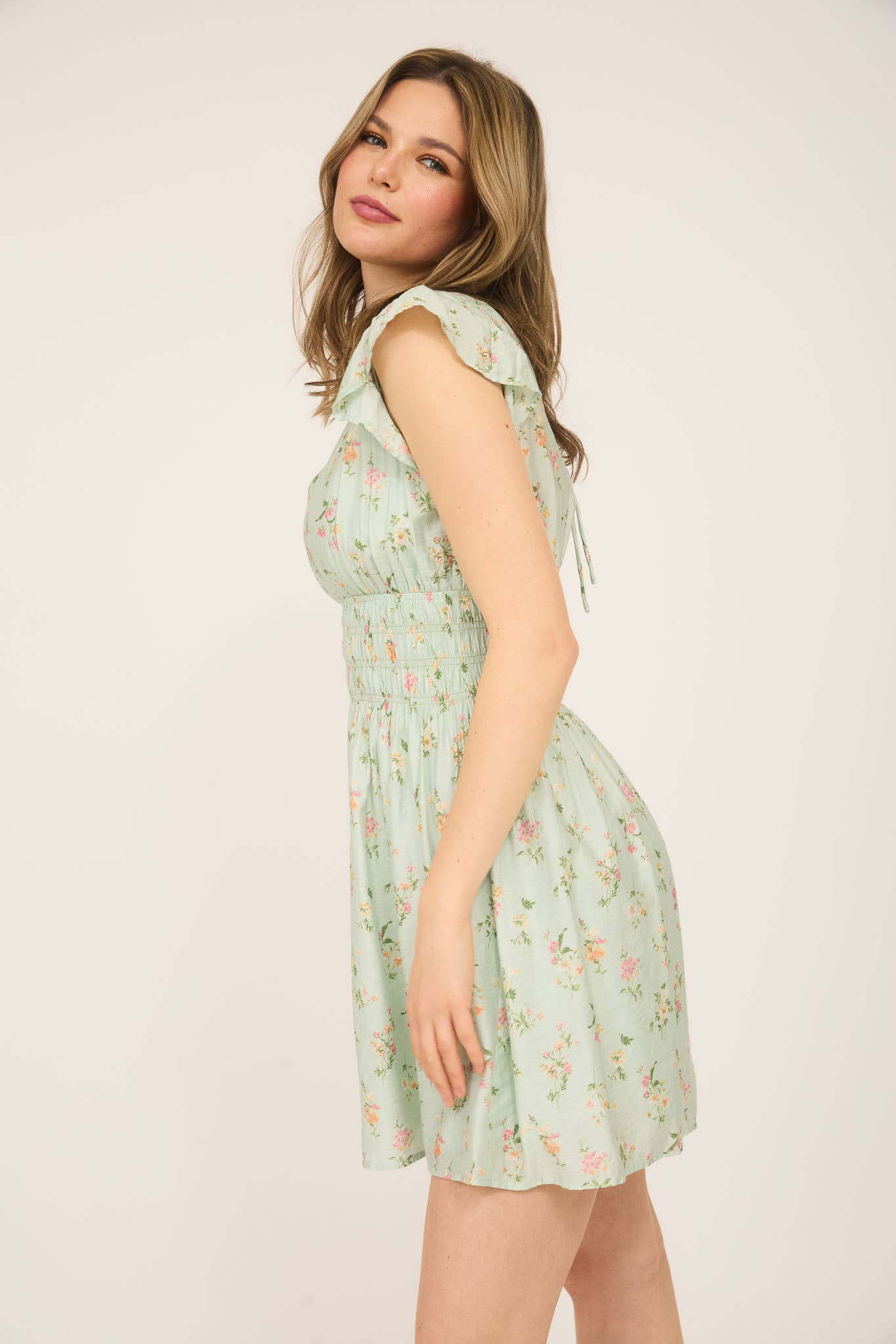 Mint Floral Mini Dress