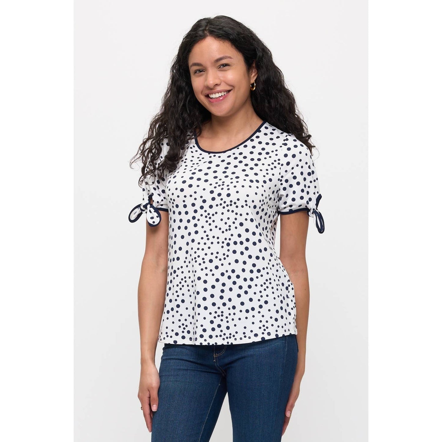Polka Tie Sleeves Top