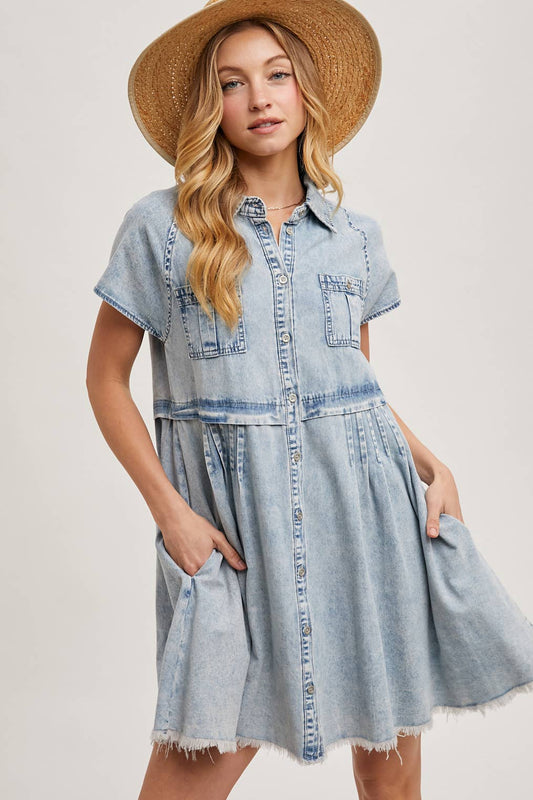 Denim Button Front Shirt Dress