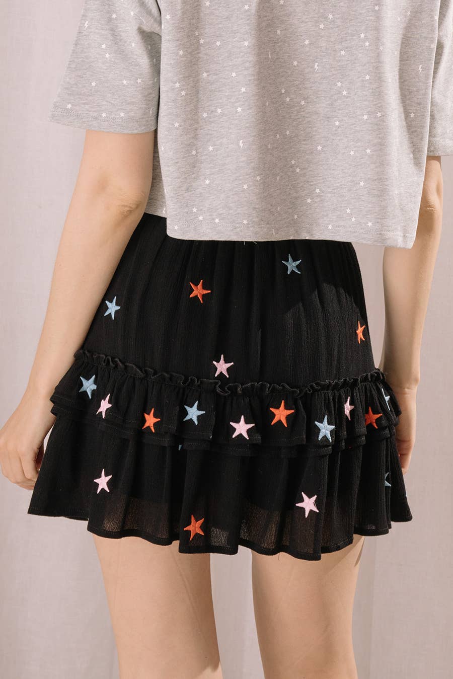 Embroidered Star Mini Skirt