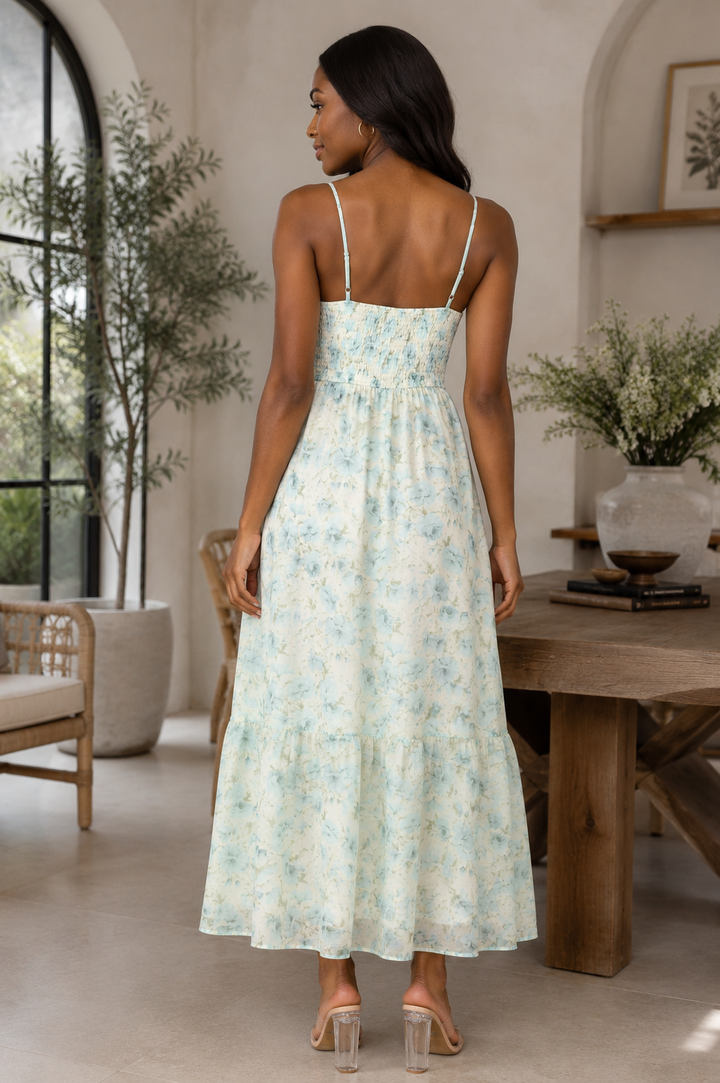 Floral Mint Midi Corset Dress