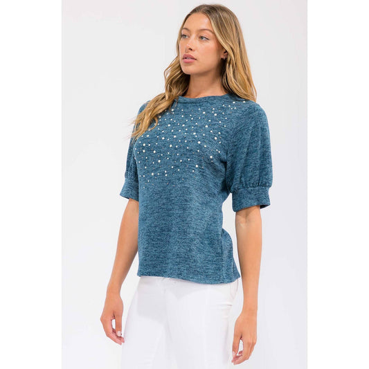 Puff Sleeves Knit Top