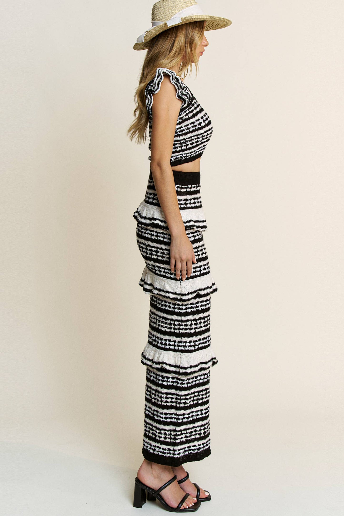 Ruffled Top and Maxi Skirt Set