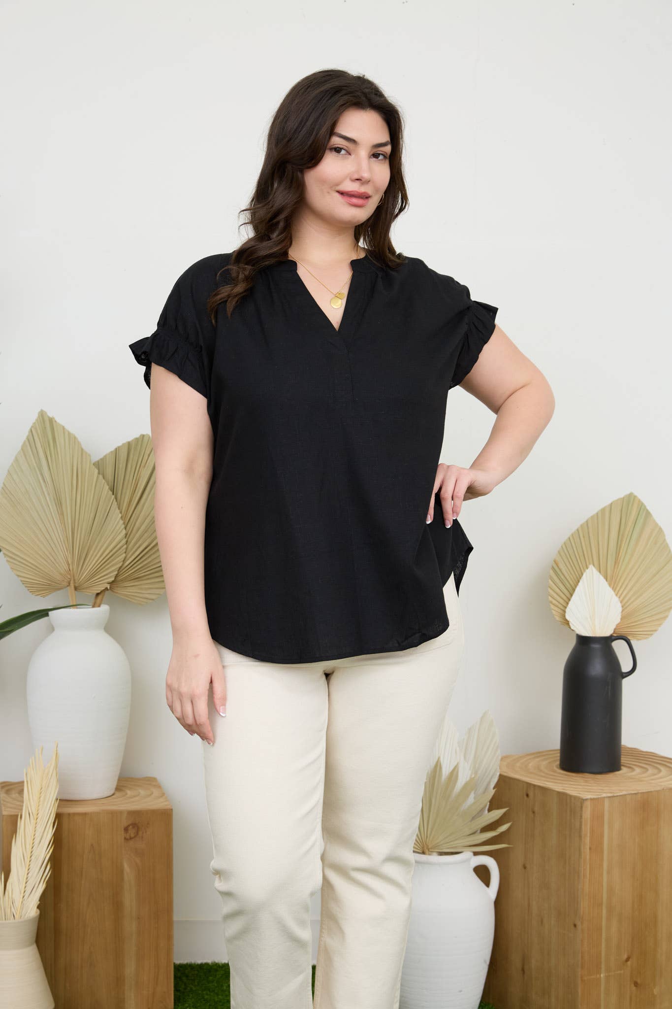 Comfy Black Linen Top
