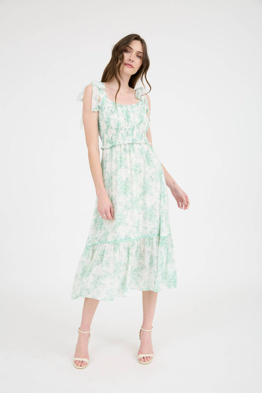 Mint Floral Midi Dress