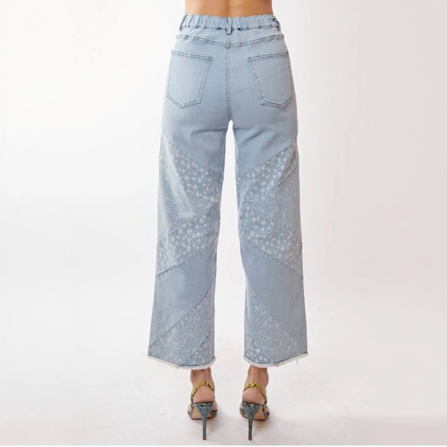 Wide Leg Ditsy Floral Print Pants