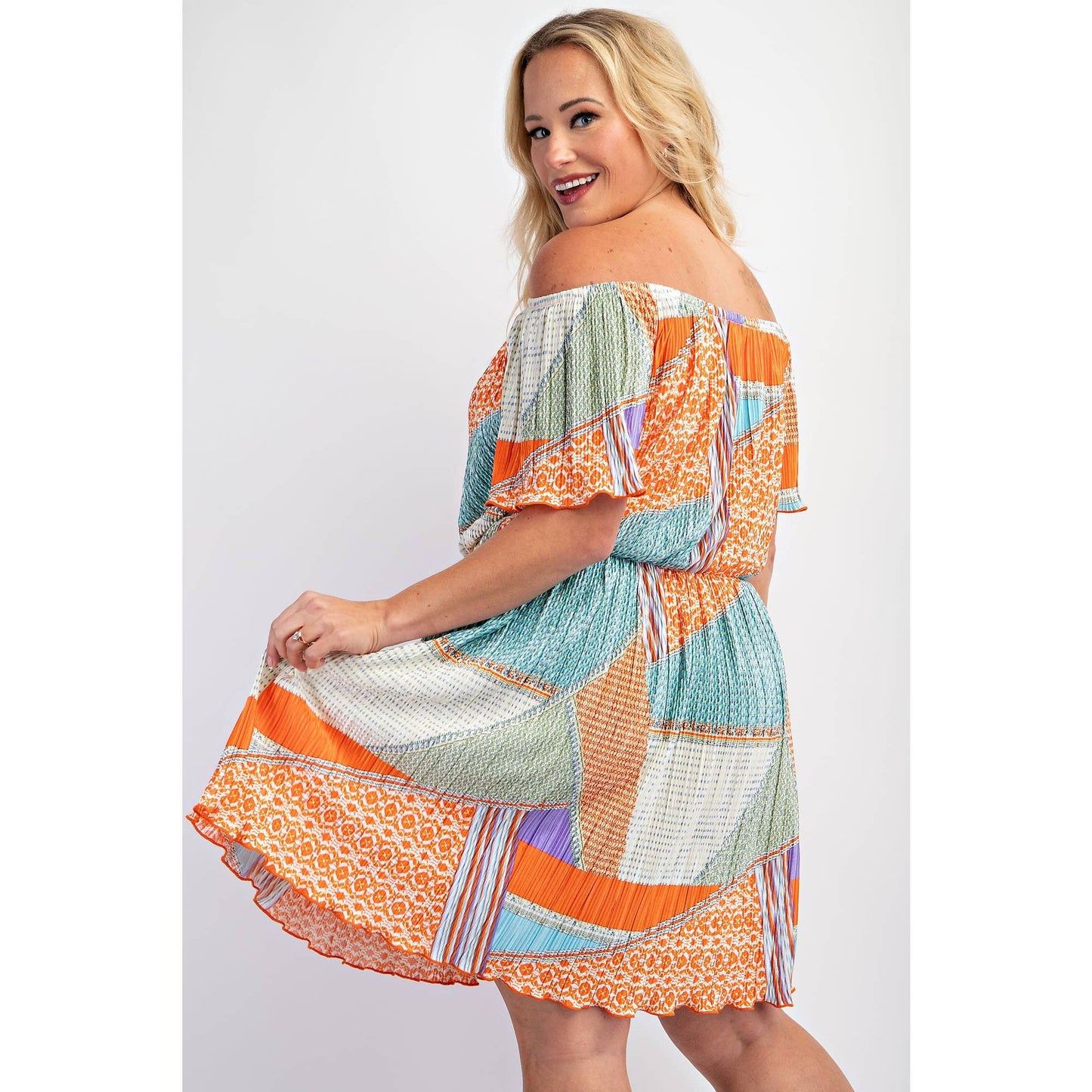 Plus Size Off Shoulder Mini Dress
