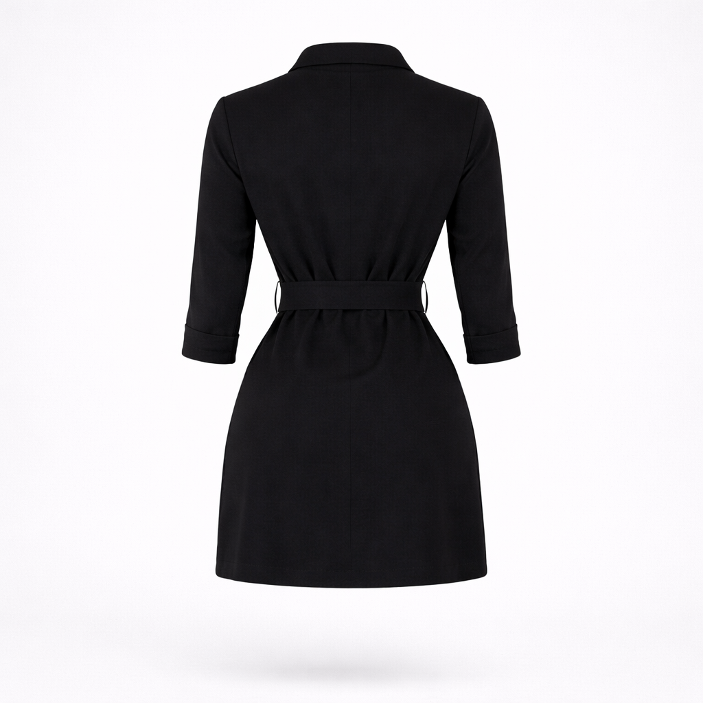 Black Blazer Mini Dress with Belt