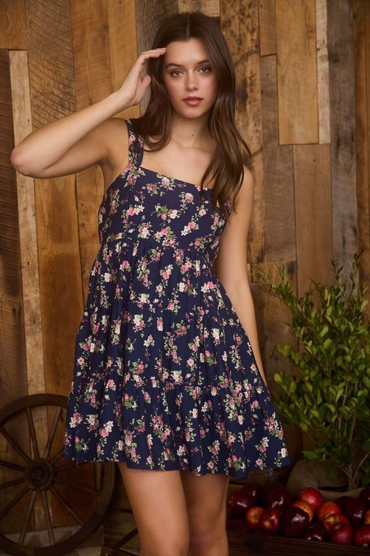 Navy Floral Mini Dress