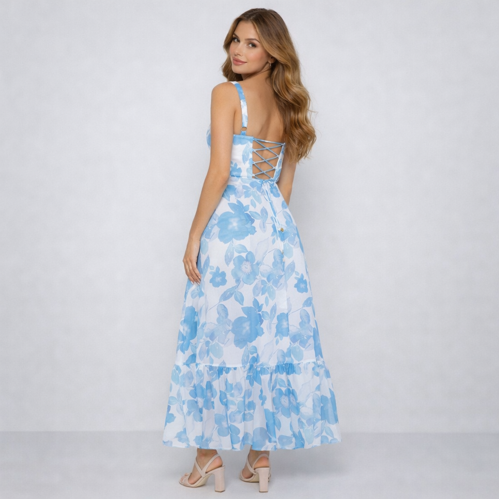 Blue Blossom Flowy Maxi Dress