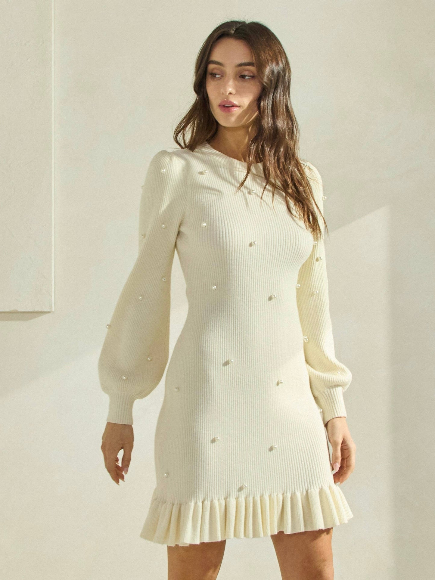 Pearl Embellished Knit Dress