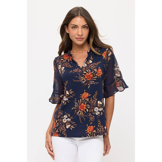 Navy Floral Blouse