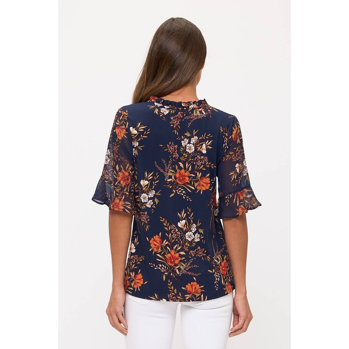 Navy Floral Blouse