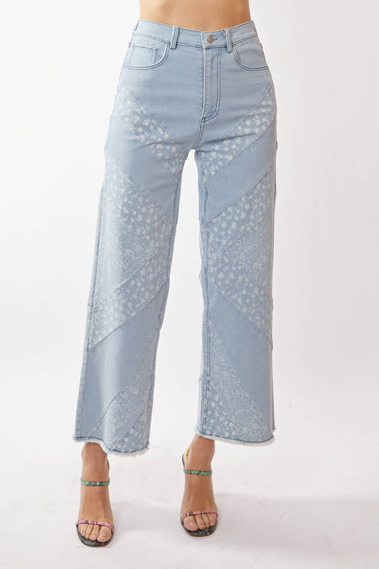 Wide Leg Ditsy Floral Print Pants