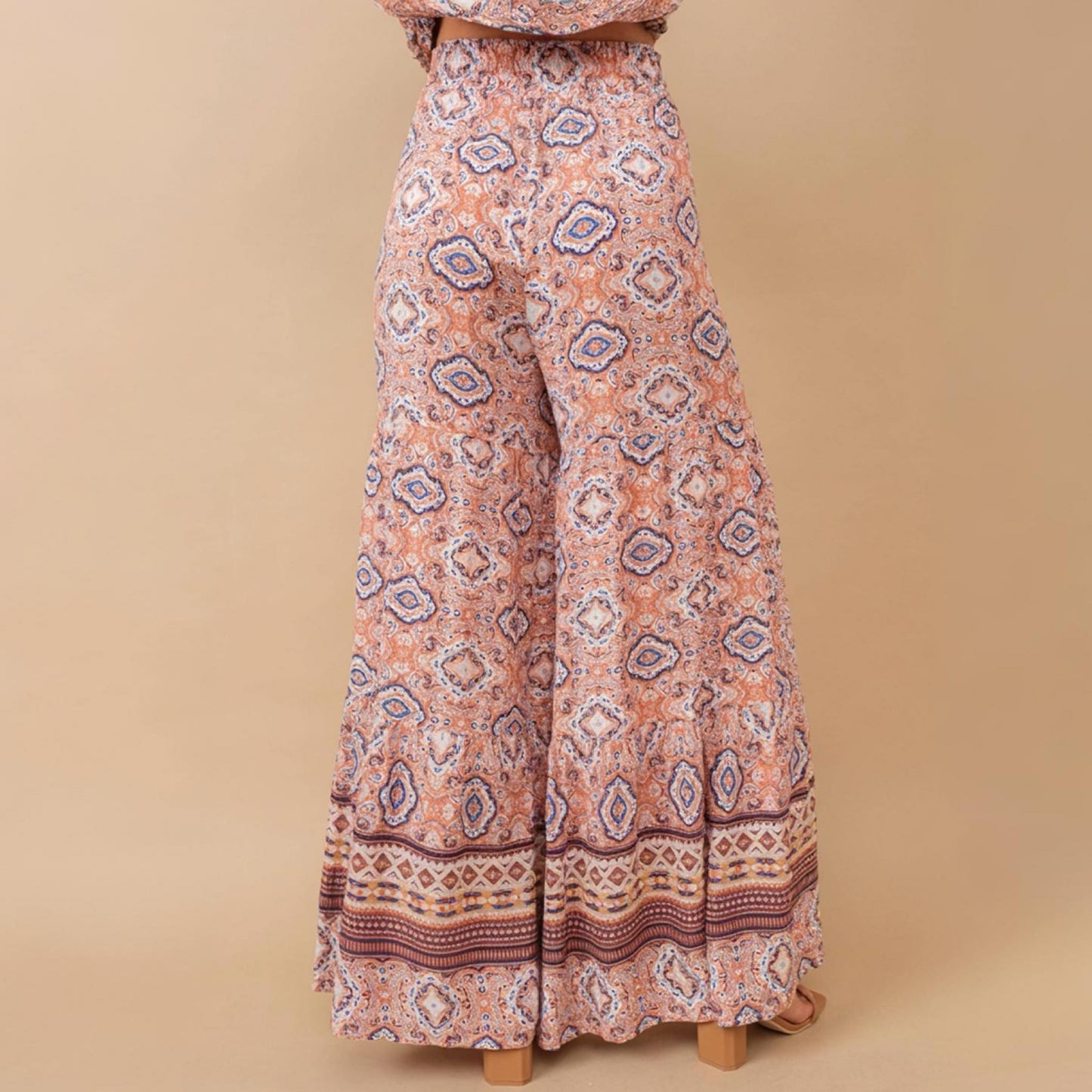 Aztec Geo Pattern Tiered Wide Pants