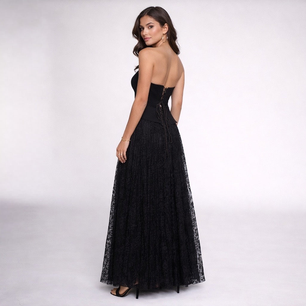Midnight Romance Corset Lace Maxi Dress