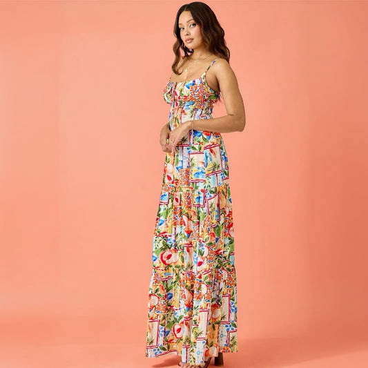 Color Splash Smocked Maxi Dress